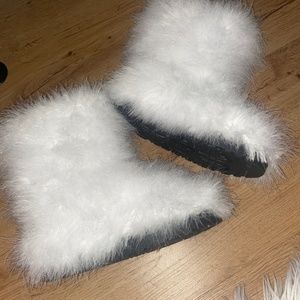 Fluffy snow bunny boots